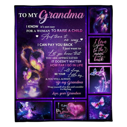 To My Grandma - From Grandson - Butterfly A315 - Premium Blanket