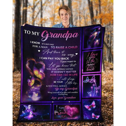 To My Grandpa - From Grandson - Butterfly A315 - Premium Blanket