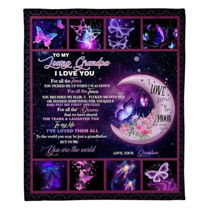 To My Grandpa - From Grandson - Butterfly A316 - Premium Blanket