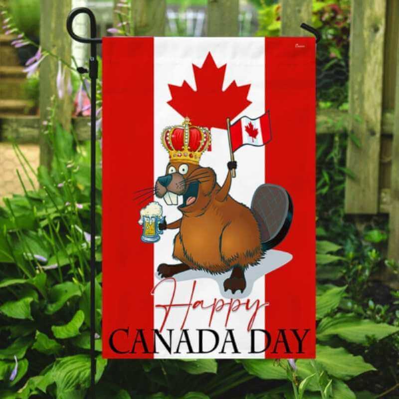 Happy Canada Day Flag Funny Beaver