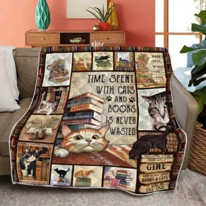 Cats And Books - A427 - Premium Blanket