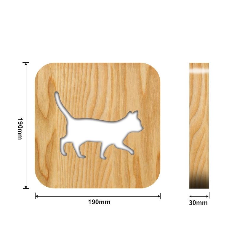 Cat Shape 2 Wooden Decorative Light