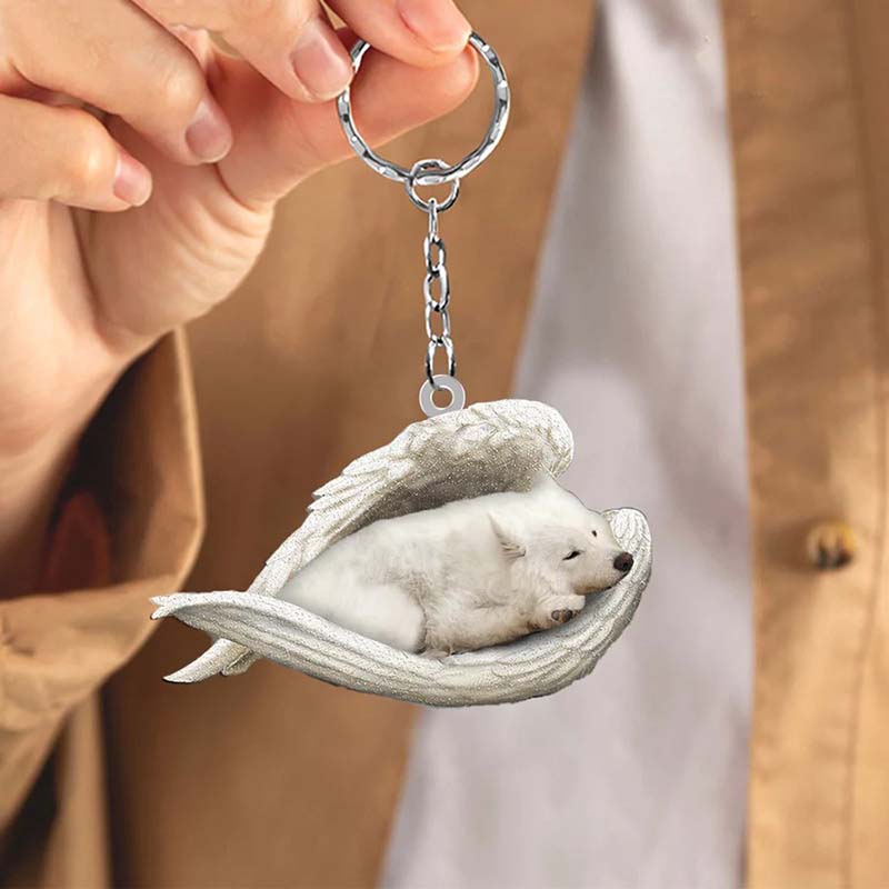 Sleeping Angel Acrylic Keychain Samoyed SA167