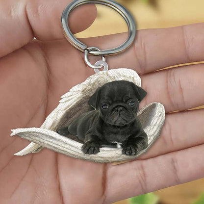 Sleeping Angel Acrylic Keychain Pug SA168