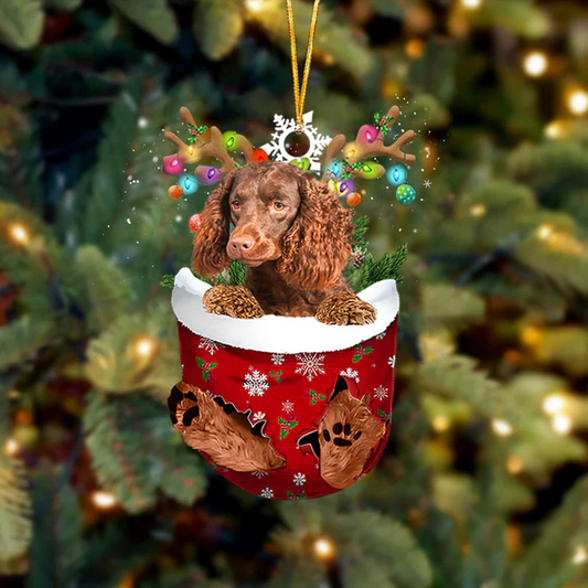 Boykin Spaniel In Snow Pocket Christmas Ornament SP053