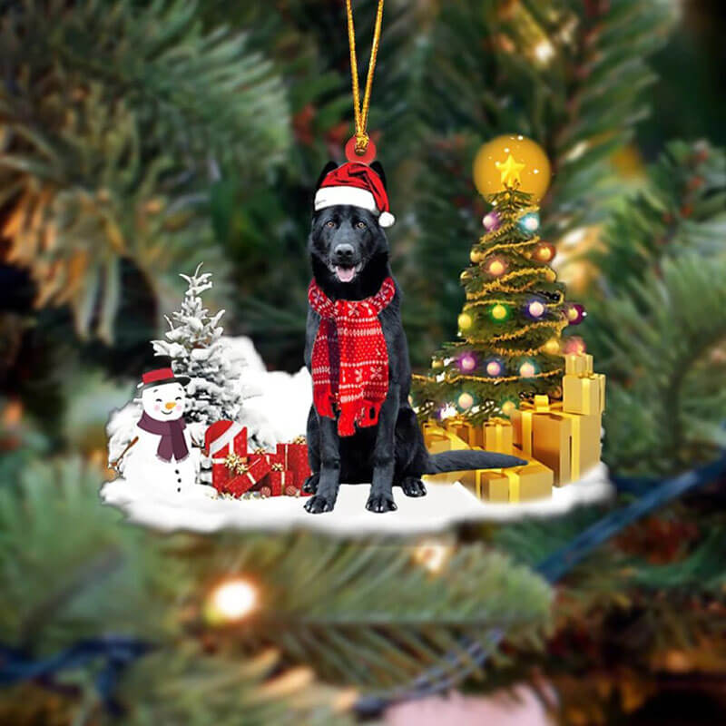 Black German Shepherd Christmas Ornament SM081