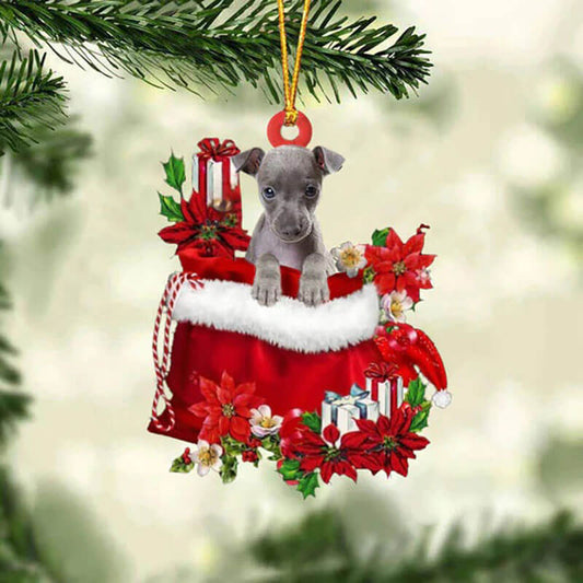 Italian Greyhound In Gift Bag Christmas Ornament GB003
