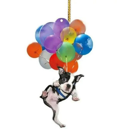 Boston Terrier Fly With Bubbles Car Hanging Ornament BC001