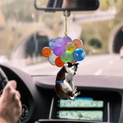 Border Collie Fly With Bubbles Car Hanging Ornament BC022