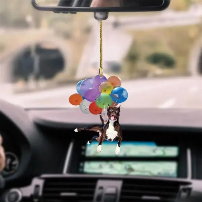 Pitbull Fly With Bubbles Car Hanging Ornament BC025
