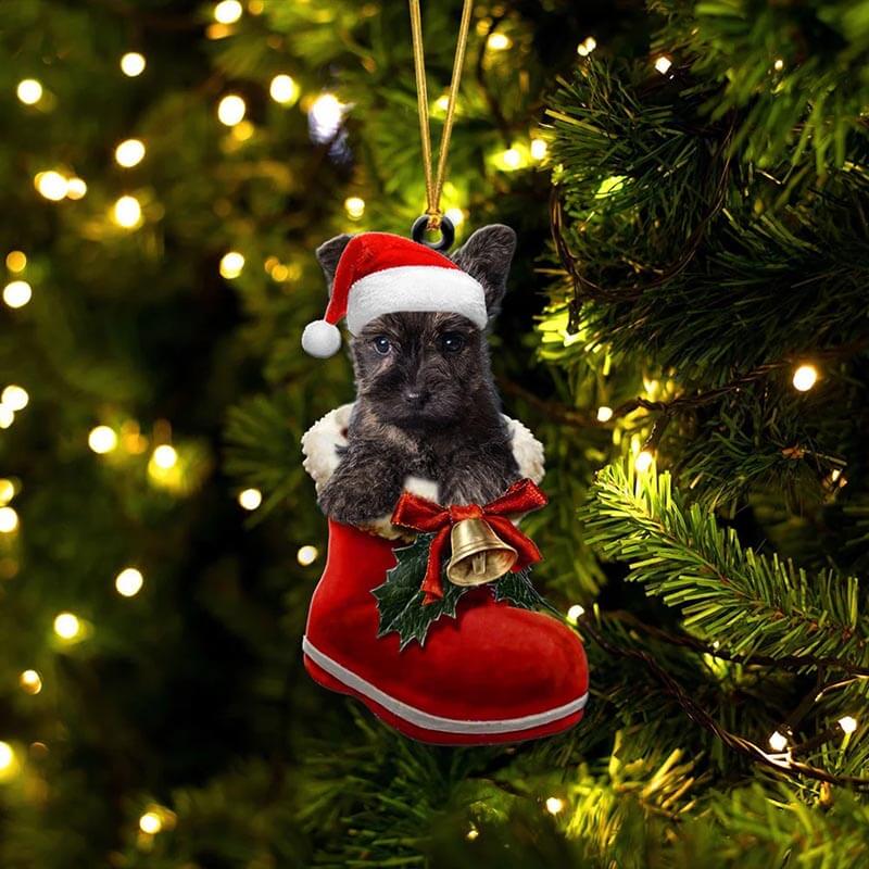 Cairn Terrier In Santa Boot Christmas Hanging Ornament SB043