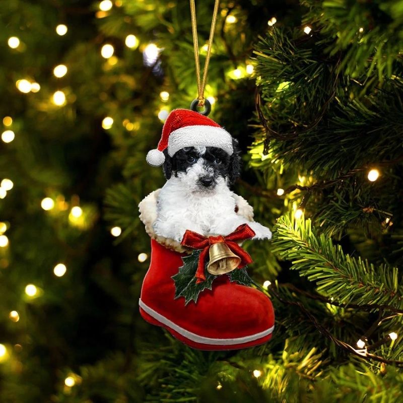 Goldendoodle Patri In Santa Boot Christmas Hanging Ornament SB139