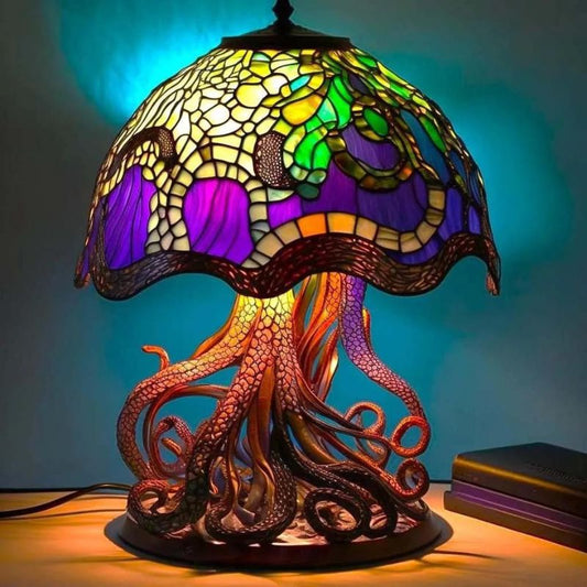 Stained Glass Plant Series Table Lamp - Octopus