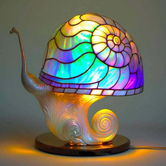 Stained Glass Plant Series Table Lamp - Snail