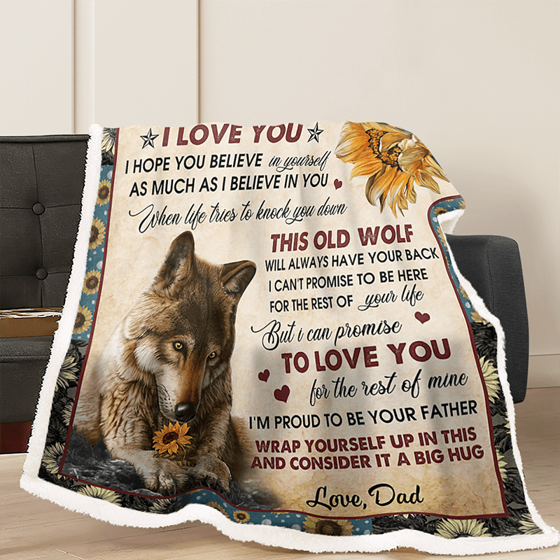 To My Daughter From Dad Wolf Flower A300 Premium Blanket