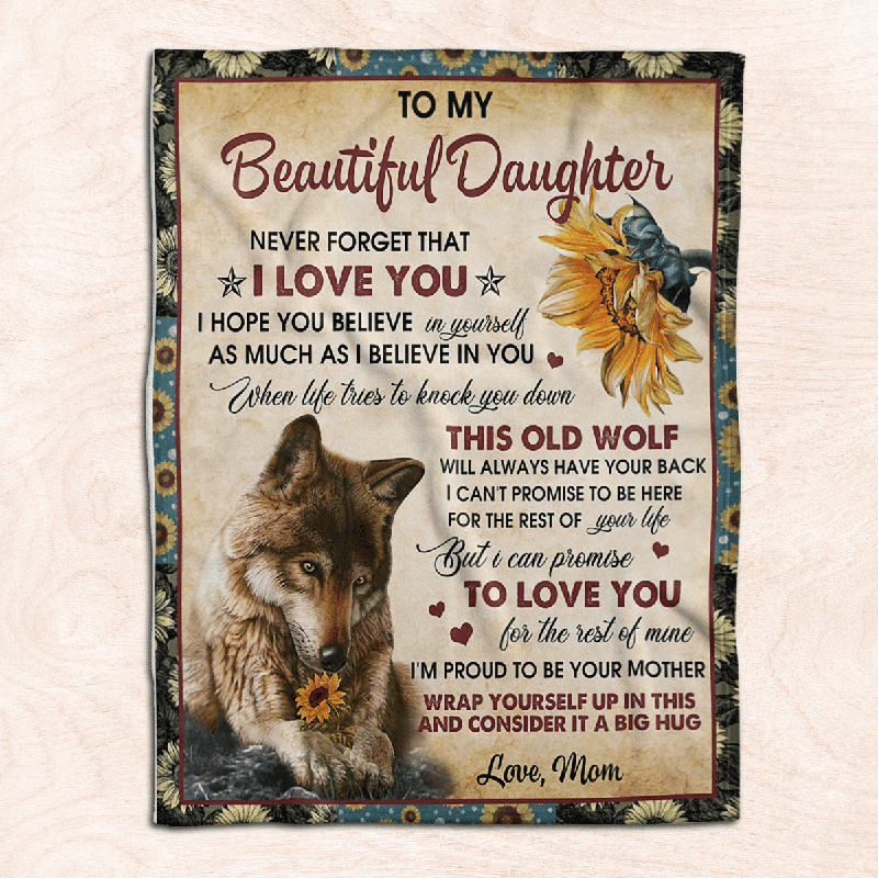 To My Daughter - Wolf Flower A300 - Premium Blanket