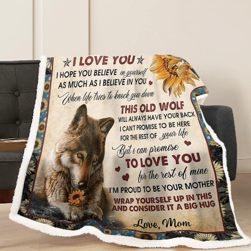 To My Daughter - From Mom - Wolf Flower A300 - Premium Blanket