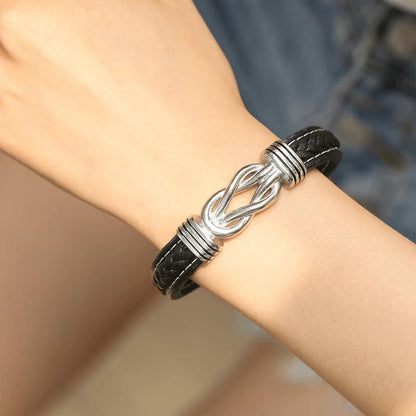 "Mom And Daughter Forever Linked Together" Braided Leather Bracelet - Forever Linked